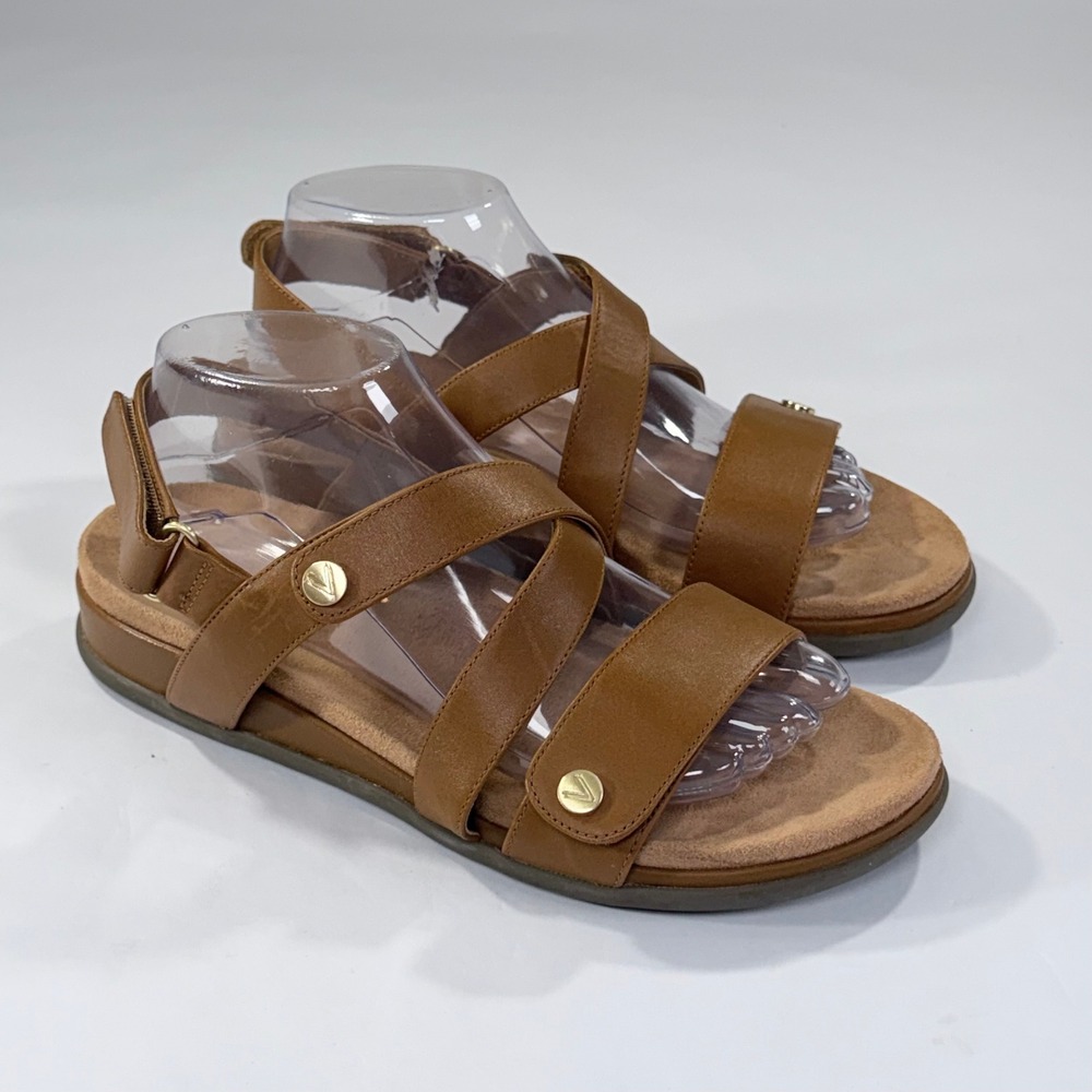 NEW Vionic Cypress Sandal Womens 8.5 Brown Leather Strappy Orthotic Comfort Boho